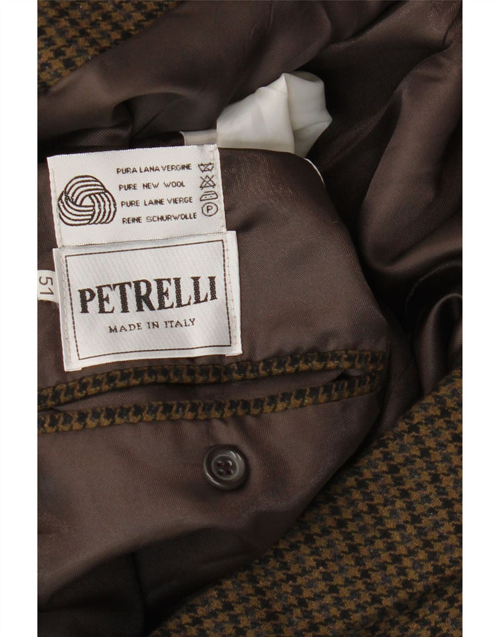 Giacca blazer da uomo PETRELLI IT 51 grande pied de poule kaki in lana vergine