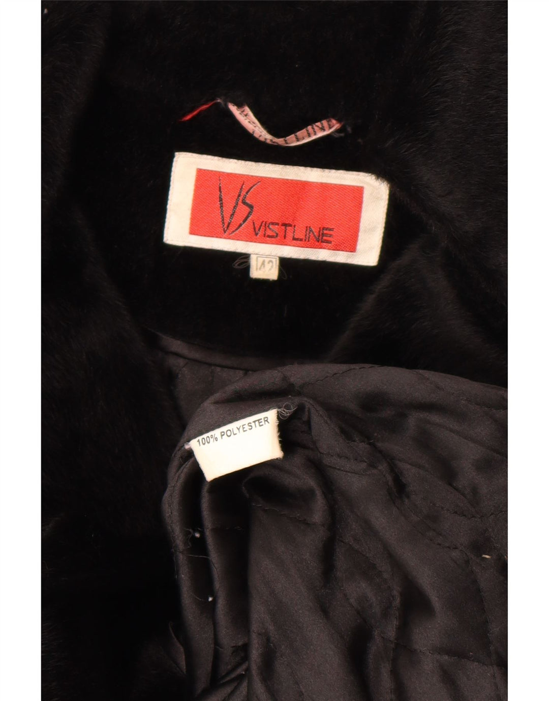 Soprabito vintage da donna in pelliccia sintetica IT 42 poliestere nero medio