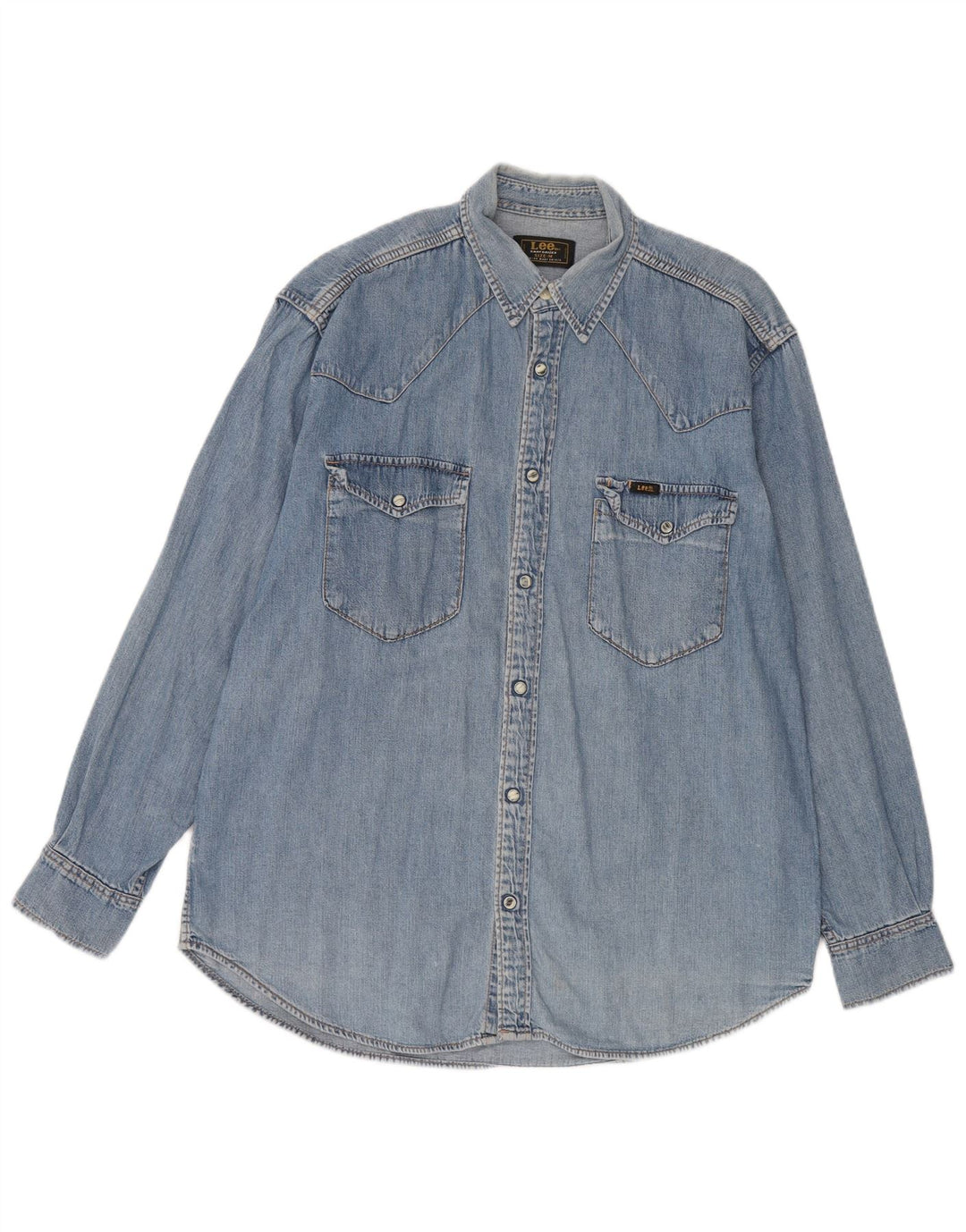 Camicia di jeans da uomo Lee in cotone blu medio