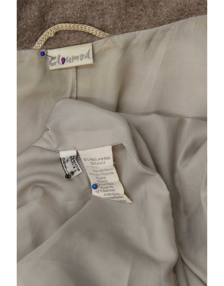 Cappotto vintage da donna dal taglio ampio UK 8 piccolo in lana geometrica beige