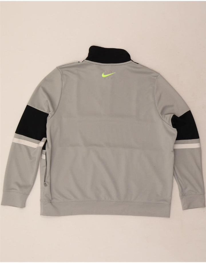 NIKE Felpa con collo con zip grafica da uomo Maglione grande grigio color block