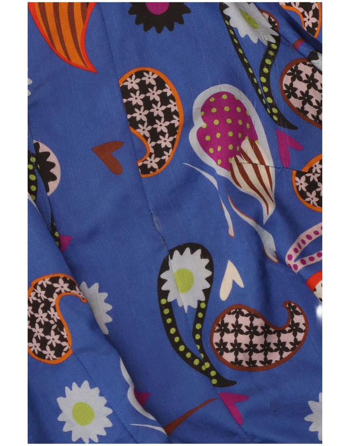 Camicetta Camicia Vintage da Donna IT 42 Blu Medio Paisley Poliammide