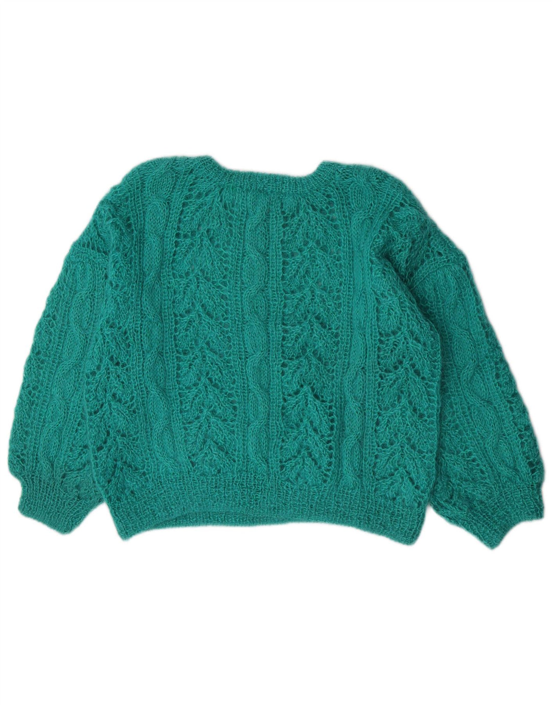 Maglione maglione girocollo da donna vintage UK 14 verde medio