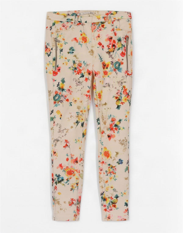 Pantaloni casual skinny Trafaluc da donna Zara medi W28 L28 bianchi floreali