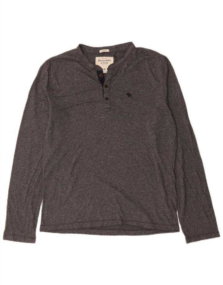 Top muscolare da uomo Abercrombie & Fitch a maniche lunghe grigio medio chiazzato