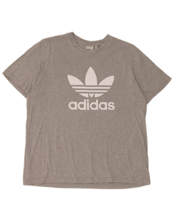 T-shirt grafica da uomo Adidas Top XL in cotone chiazzato grigio