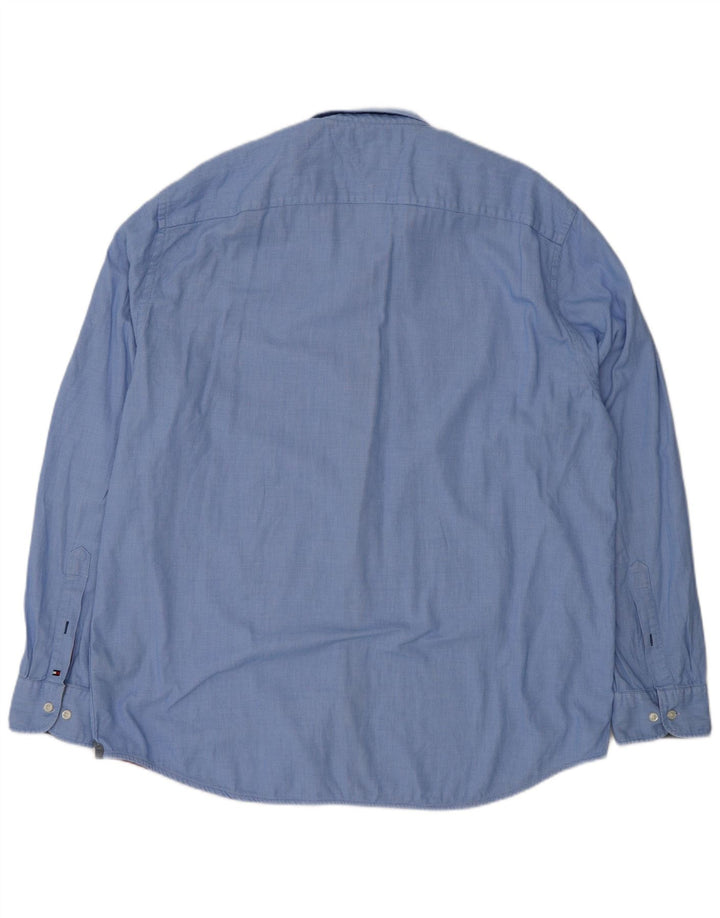 Camicia da uomo Tommy Hilfiger 2XL cotone maculato blu