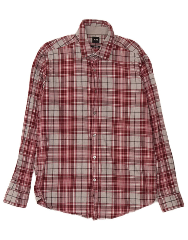 Hugo Boss Camicia da uomo in flanella dalla vestibilità regolare, grande cotone scozzese viola