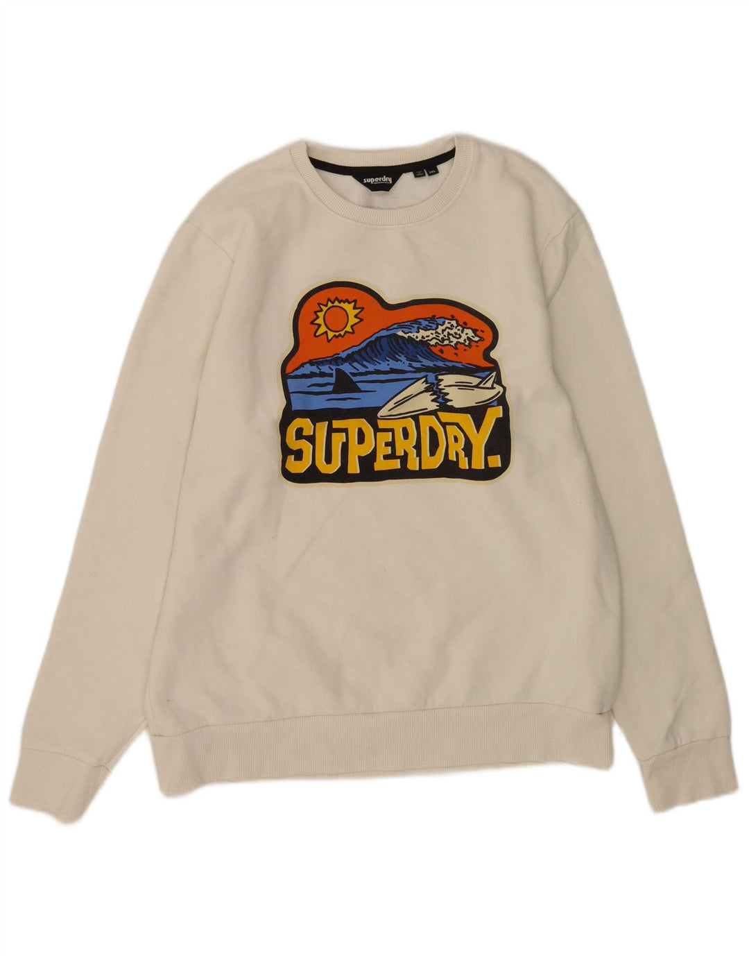 Felpa grafica da uomo Superdry Maglione 2XL Cotone bianco