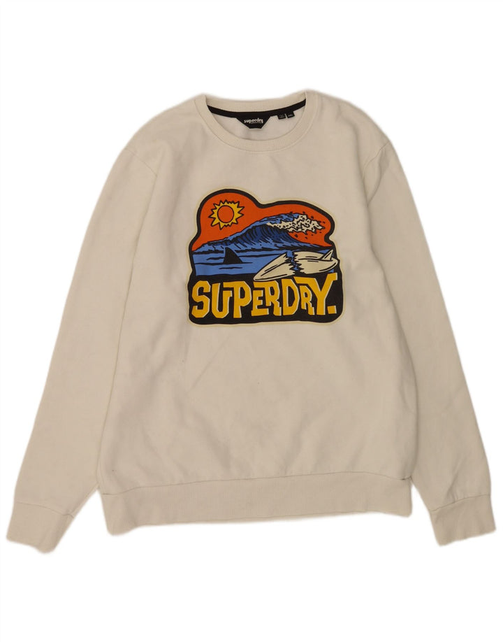 Felpa grafica da uomo Superdry Maglione 2XL Cotone bianco