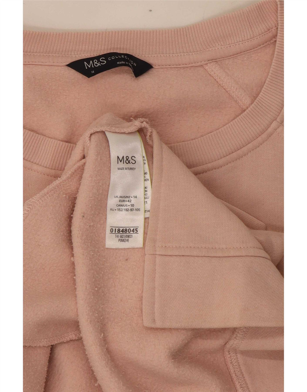 Felpa da donna Marks & Spencer UK 14 grande cotone rosa