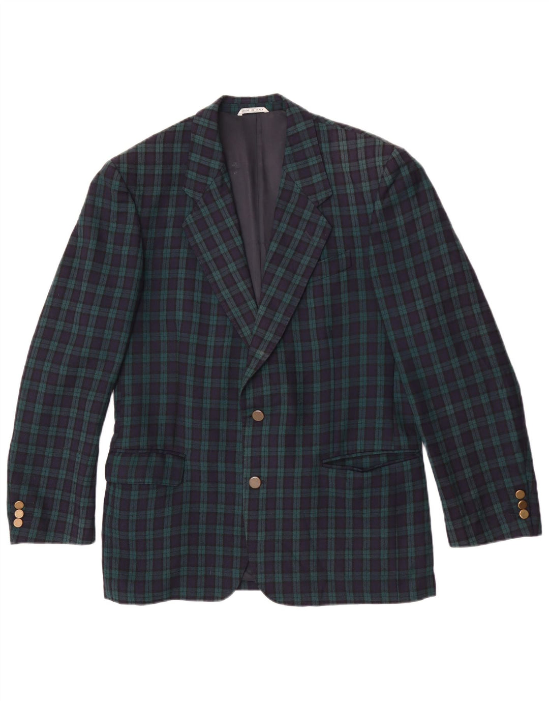 Giacca blazer da uomo a 2 bottoni Highland IT 50 grande lana a quadri verdi