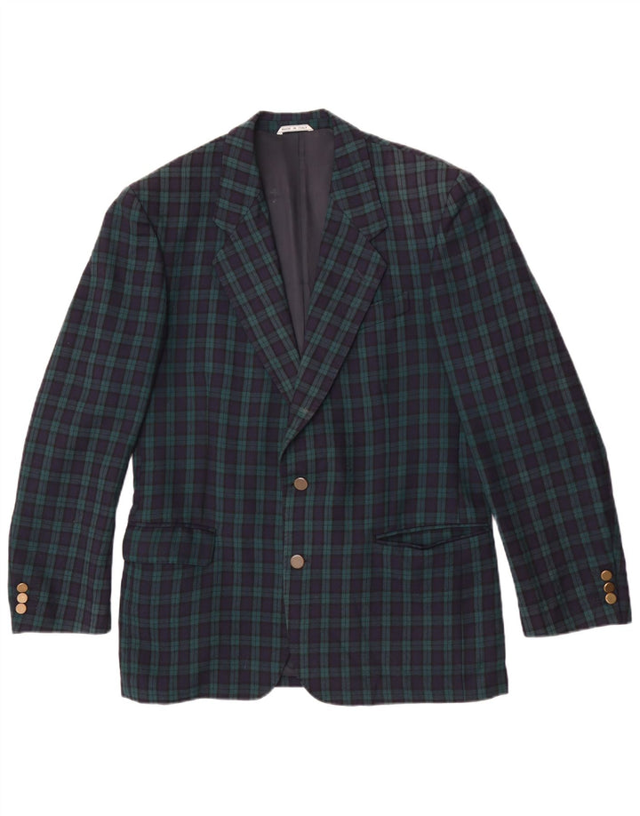 Giacca blazer da uomo a 2 bottoni Highland IT 50 grande lana a quadri verdi