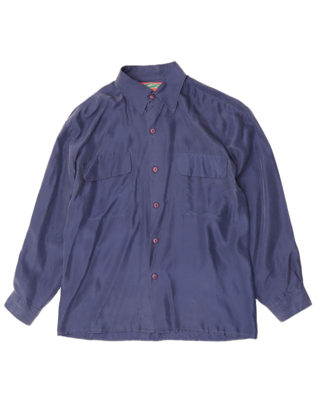 Camicia vintage da uomo in seta blu navy media