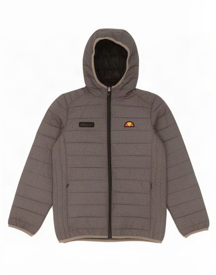 Giacca imbottita con cappuccio Ellesse per ragazzi 12-13 anni in nylon grigio