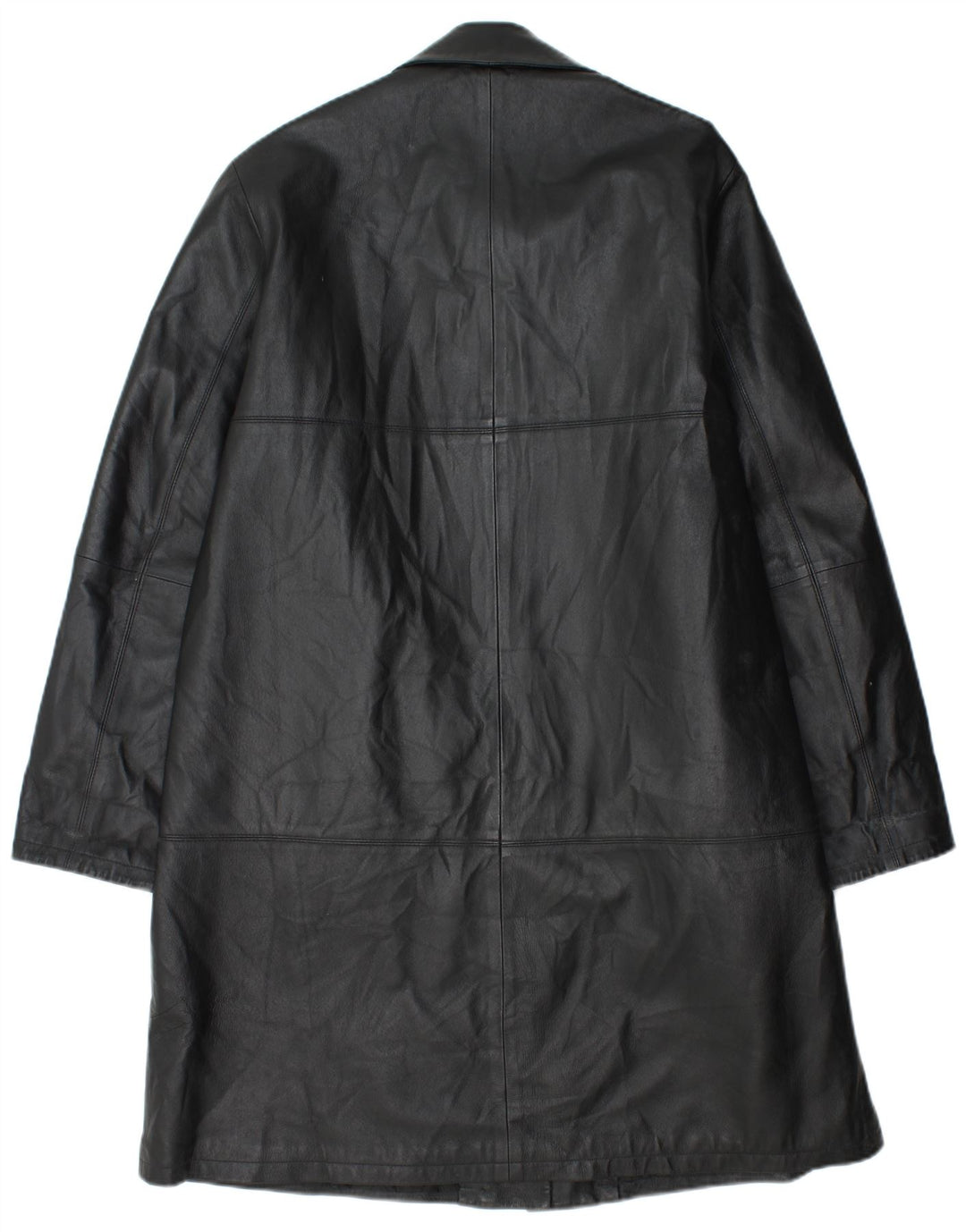Cappotto in pelle vintage da donna IT 48 XL in pelle nera