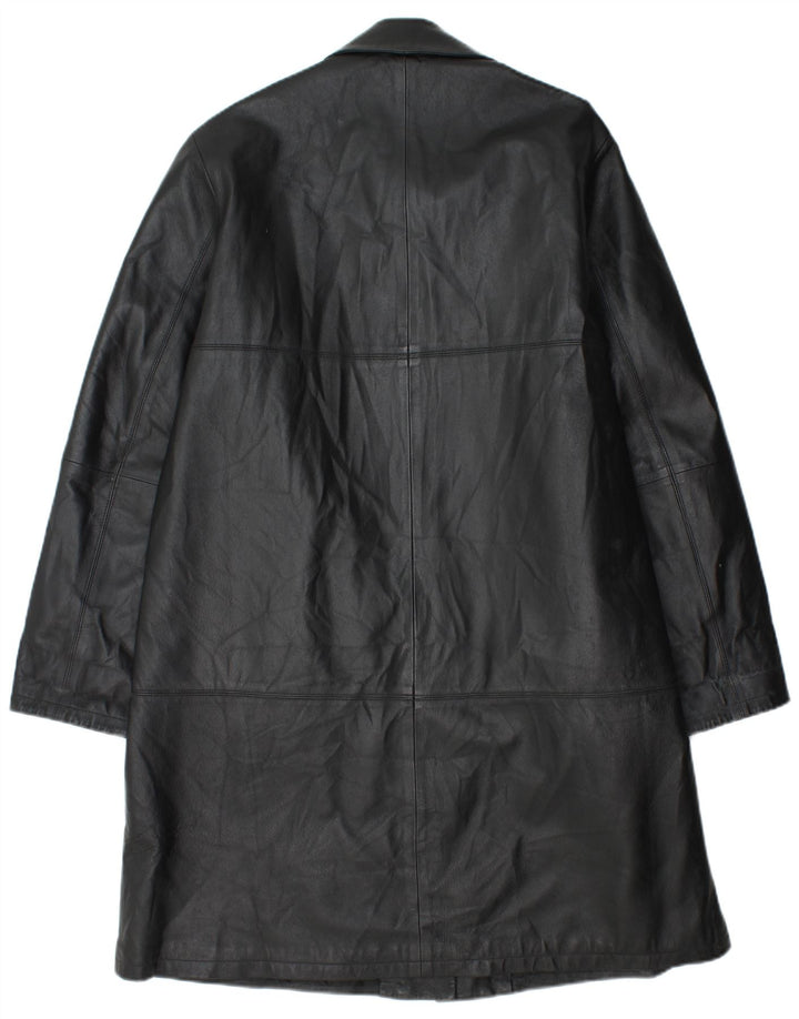 Cappotto in pelle vintage da donna IT 48 XL in pelle nera