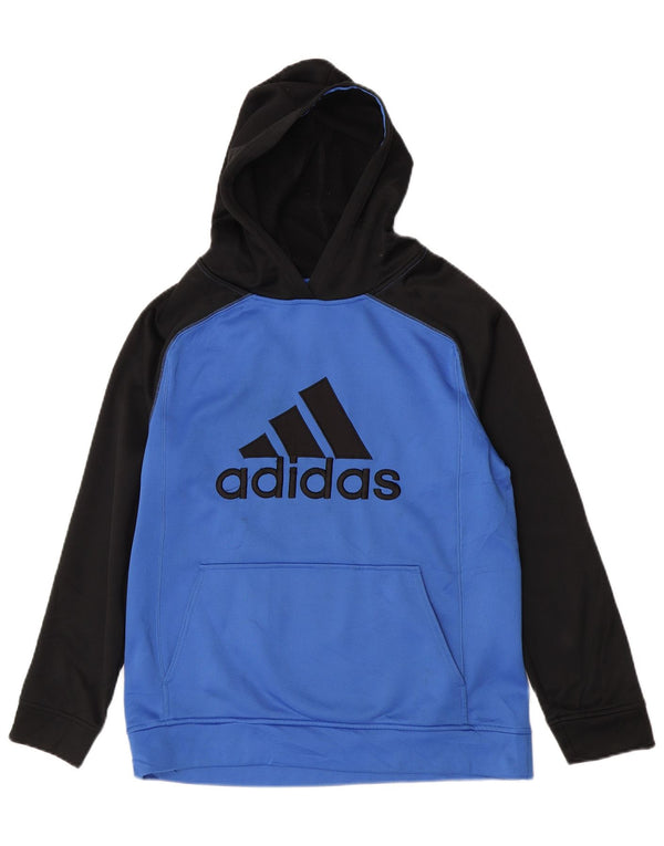 Felpa con cappuccio grafica da ragazzo Adidas 13-14 anni XL Blu Colourblock Poliestere
