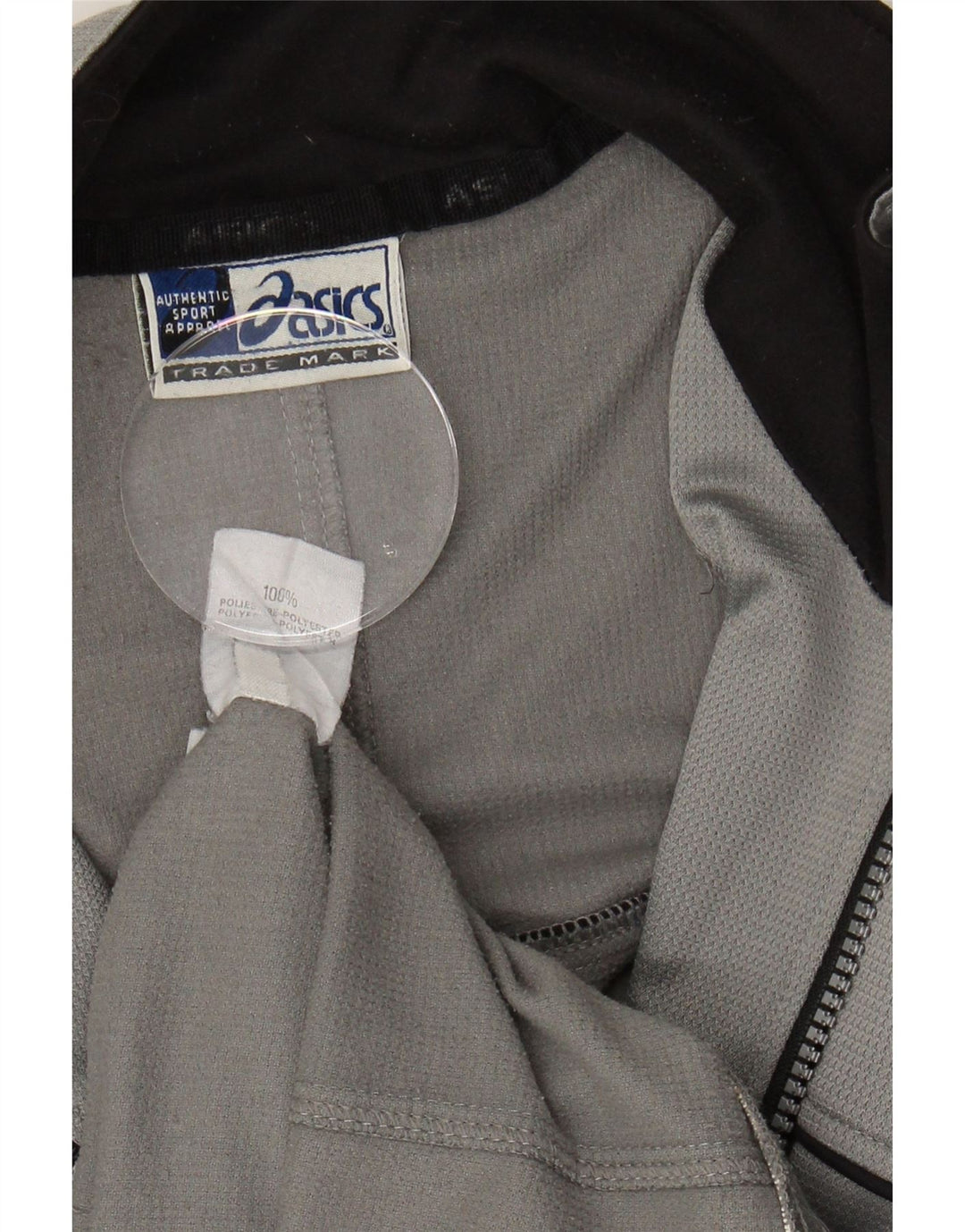 ASICS Mens Tracksuit Top Jacket Small Grey Colourblock Polyester Vintage Asics and Second-Hand Asics from Messina Hembry 