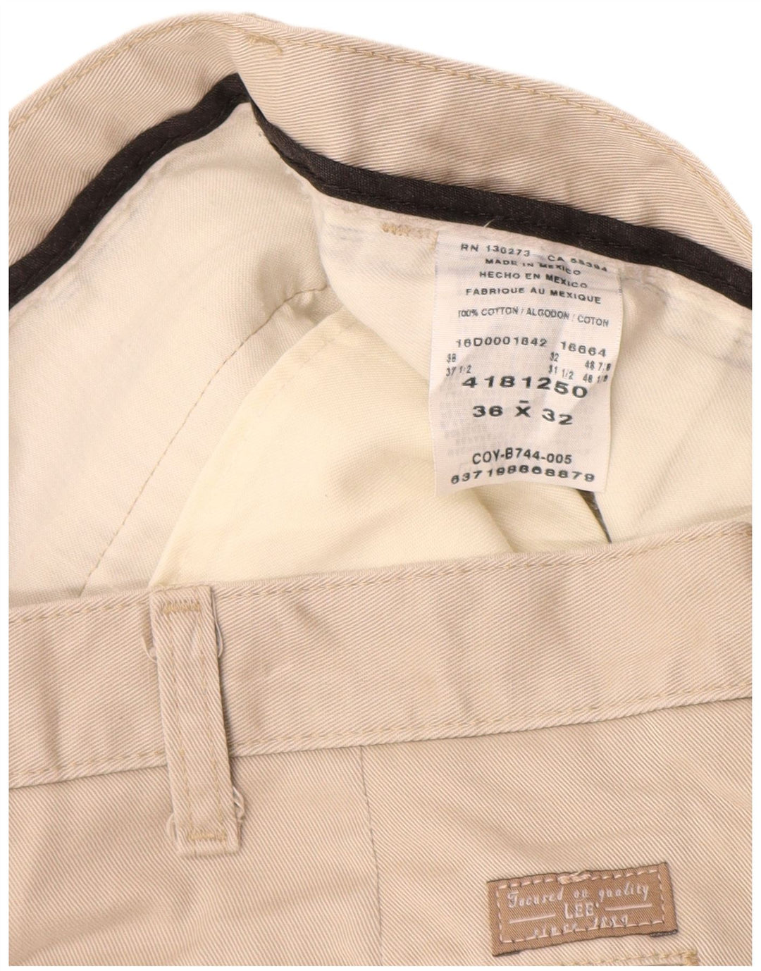 Pantaloni chino con pegging da uomo LEE W36 L32 in cotone beige