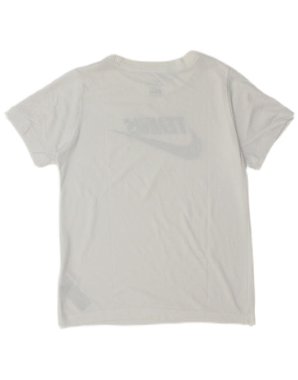 T-shirt grafica Nike da tennis per ragazzi, 10-11 anni, cotone bianco medio