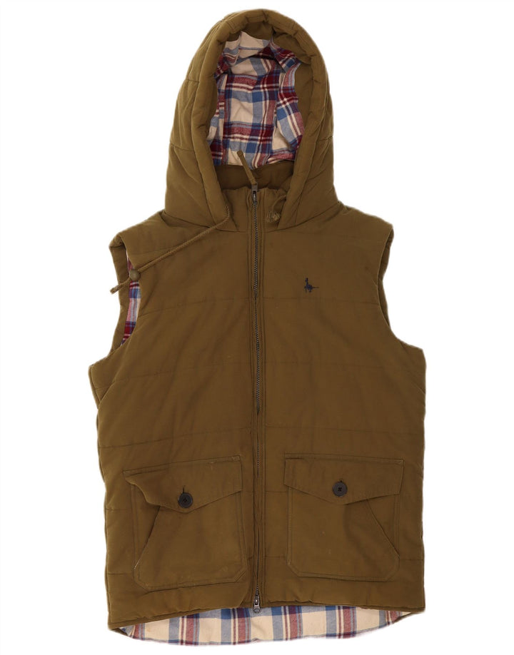 Gilet imbottito con cappuccio da uomo Jack Wills UK 38 medio cachi