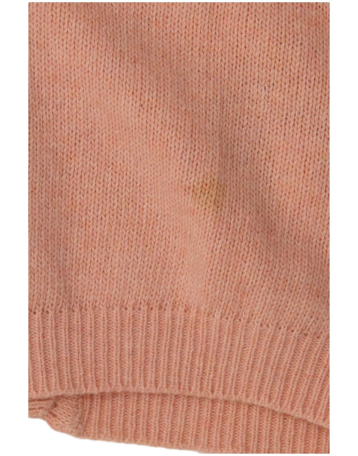 Maglione cardigan da donna VINTAGE UK 16 grande lana floreale rosa