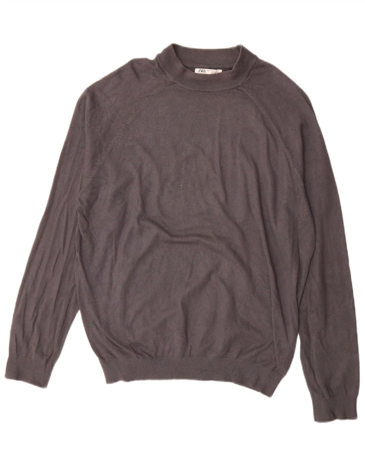 Maglione Zara da uomo girocollo in viscosa grigio medio