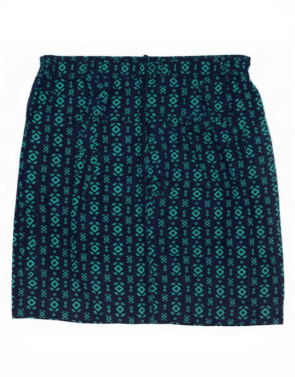 Gonna a trapezio da donna Marks & Spencer UK 12 media W30 blu navy geometrica