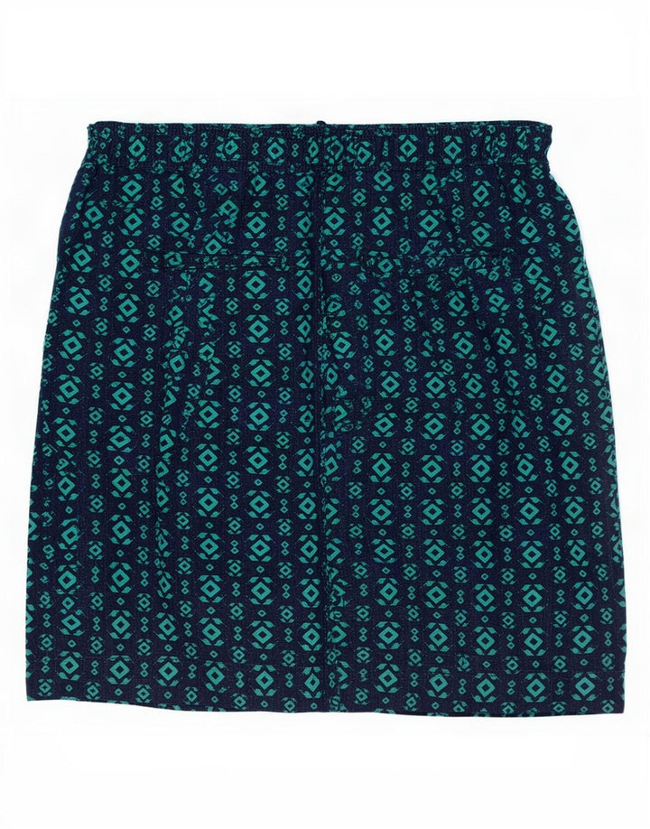 Gonna a trapezio da donna Marks & Spencer UK 12 media W30 blu navy geometrica