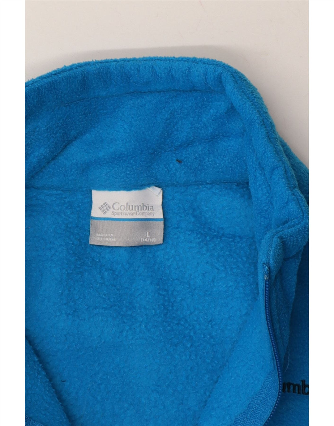 COLUMBIA Girls Fleece Jacket 14-15 Years Large Blue Polyester Vintage Columbia and Second-Hand Columbia from Messina Hembry 