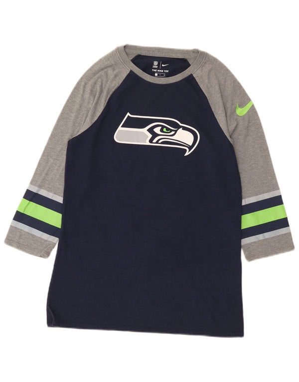Nike Seattle Seahawks Graphic Top Manica a 3/4 da Uomo Small Blu Navy