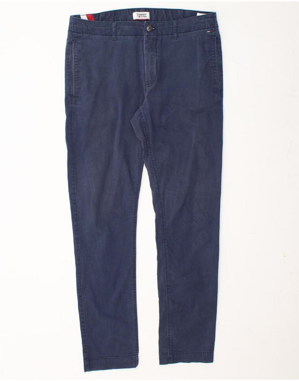 TOMMY HILFIGER Pantaloni chino slim da uomo W32 L30 cotone blu navy