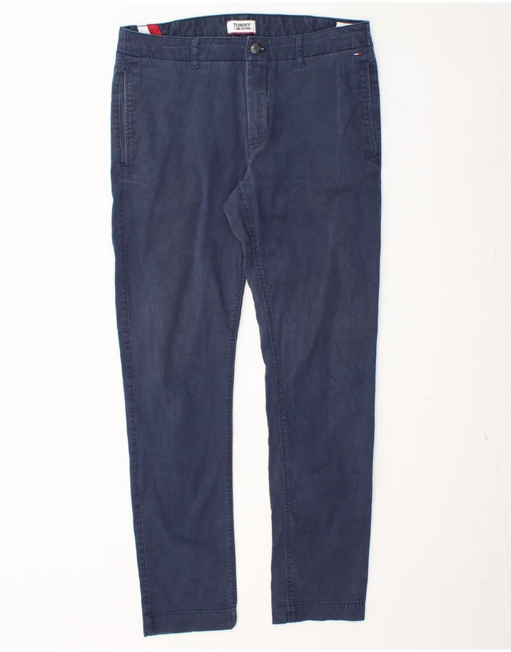 TOMMY HILFIGER Pantaloni chino slim da uomo W32 L30 cotone blu navy