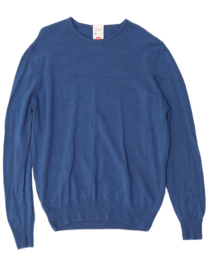 ST MICHAEL Womens Boat Neck Jumper Sweater UK 16 Large Blue Lambswool