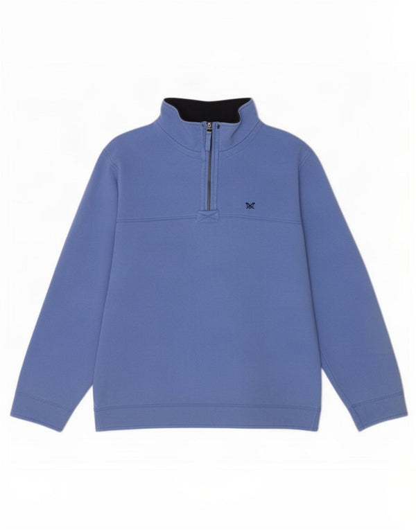 Crew Clothing Mens Zip Neck Sweatshirt Jumper Large Blue Cotton