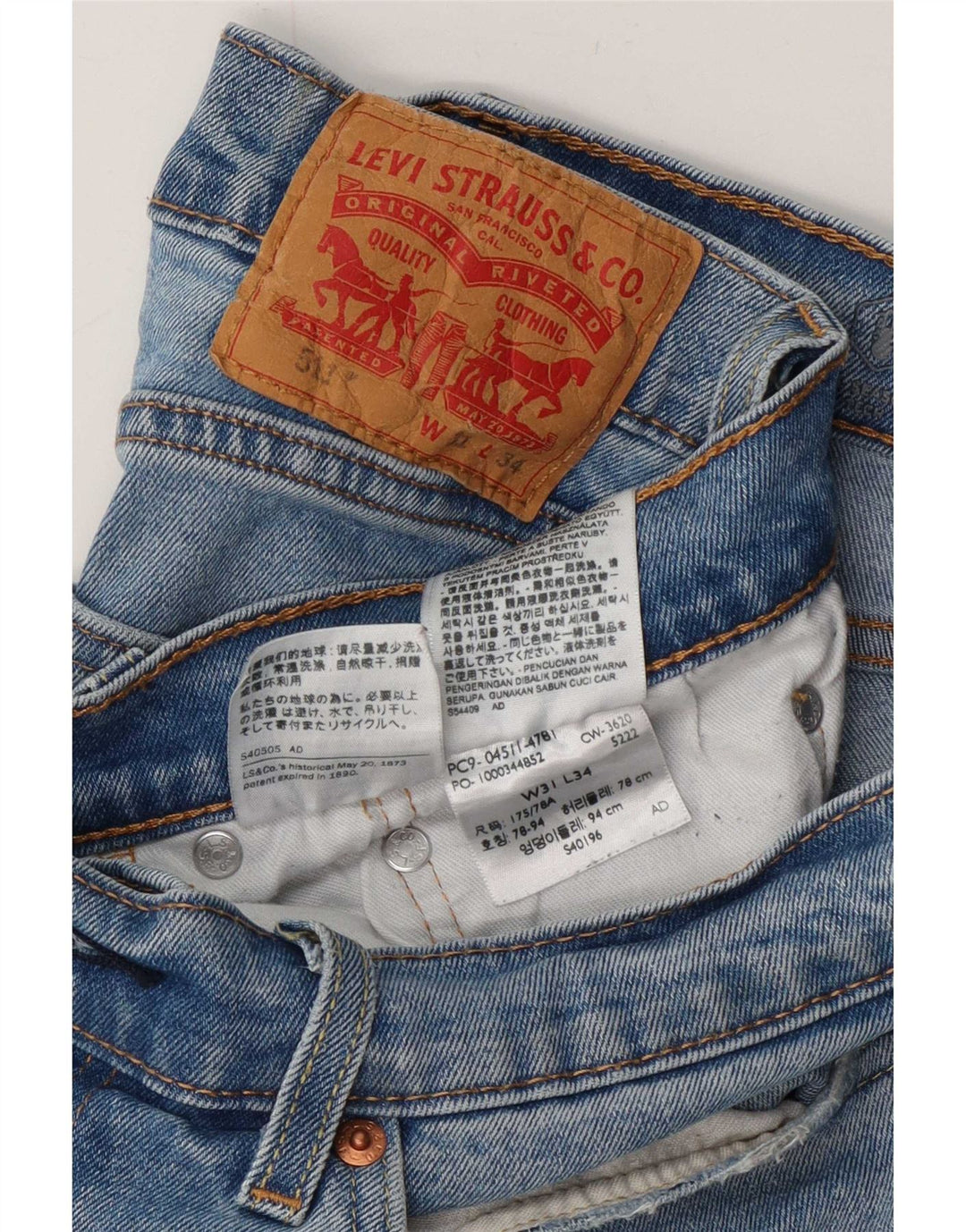 Levi's Uomo 511 Slim Jeans W31 L31 Cotone Blu