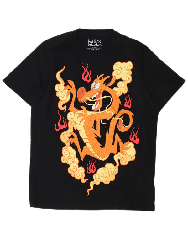 Pull & Bear T-shirt grafica Mulan da uomo grande in cotone nero