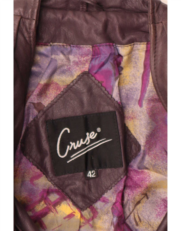 Giacca blazer in pelle doppio petto da donna Cruse EU 42 Large Viola