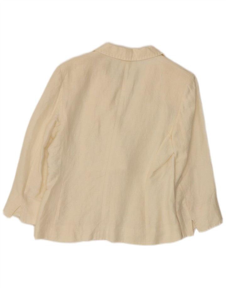 Giacca blazer da donna Max Mara a 3 bottoni e 1 bottone UK 10 piccola in lino bianco sporco
