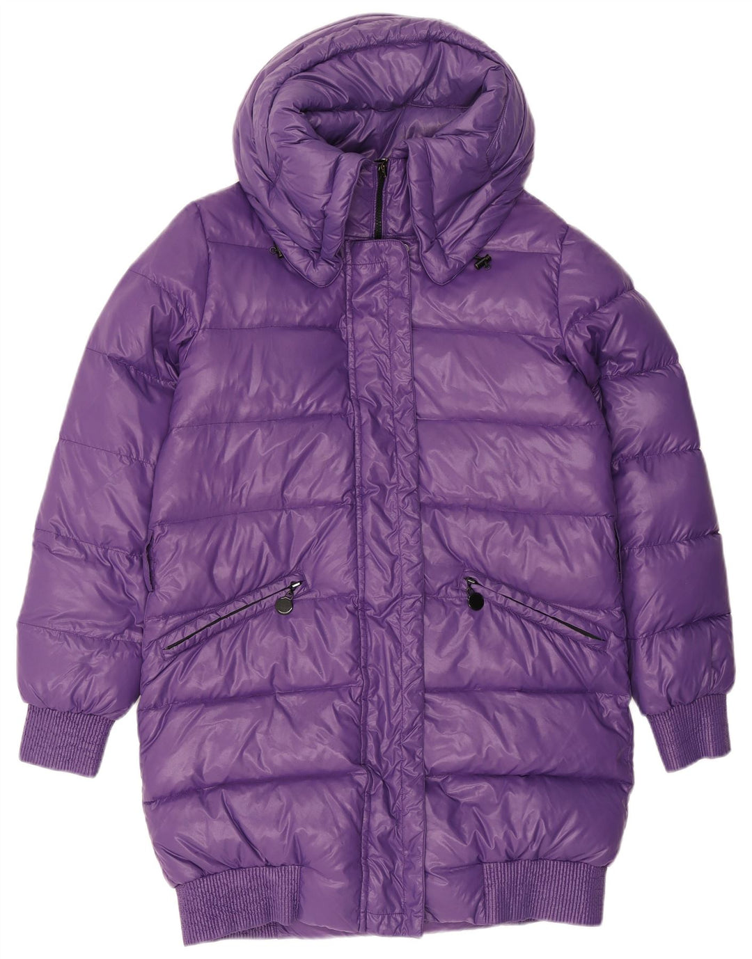 Cappotto imbottito con cappuccio da donna Benetton IT 46 Large Viola Poliestere