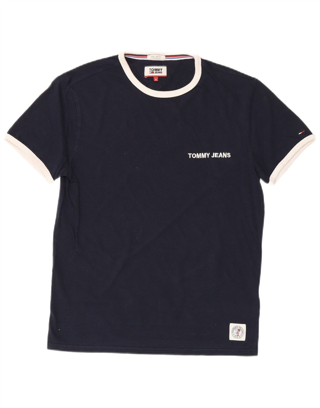 T-shirt da uomo vestibilità regolare Tommy Hilfiger Top Small in cotone blu navy