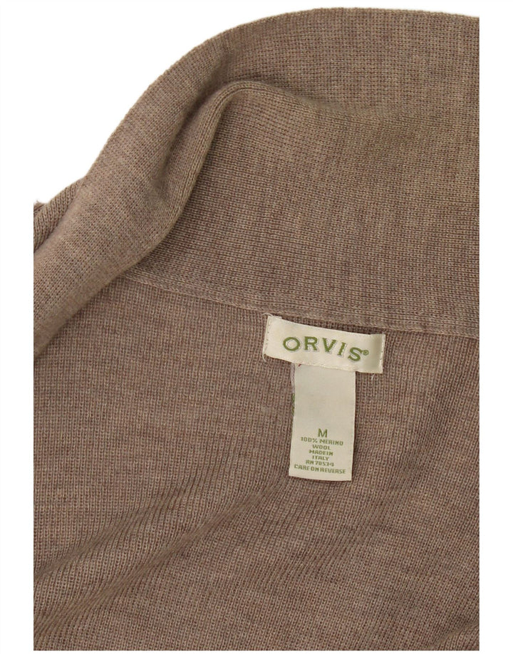 Maglione cardigan aperto lungo da donna Orvis UK 14 Lana merino beige medio