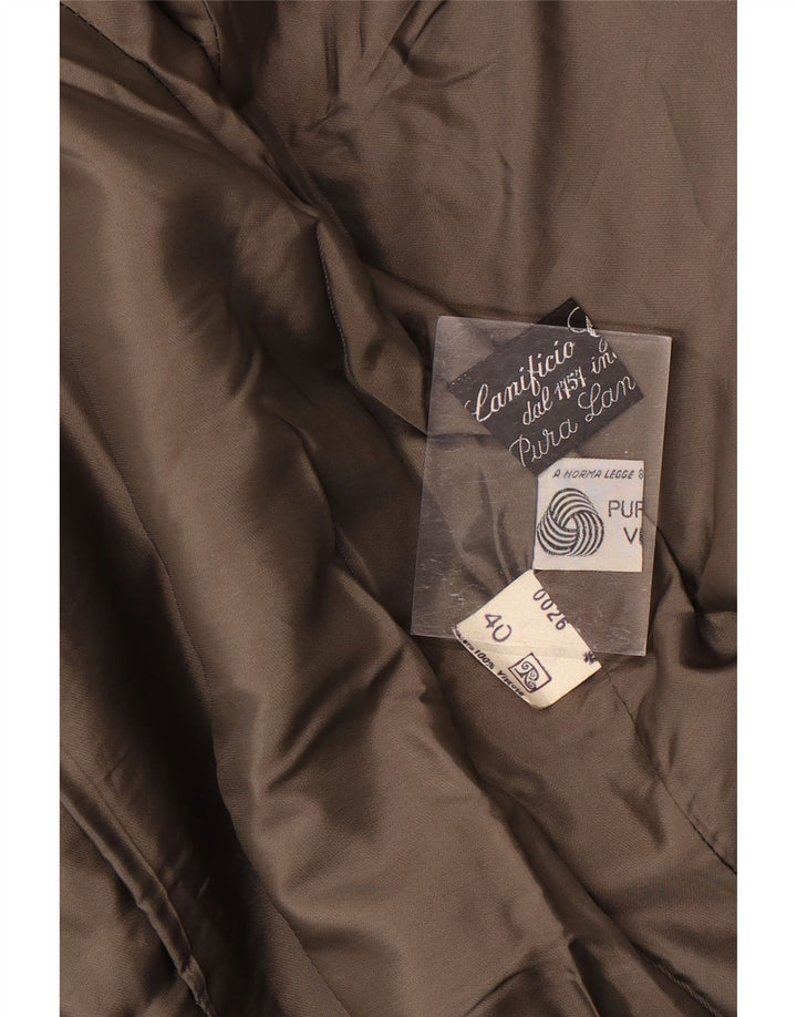 Soprabito vintage da donna IT 40 piccolo in lana spinata marrone