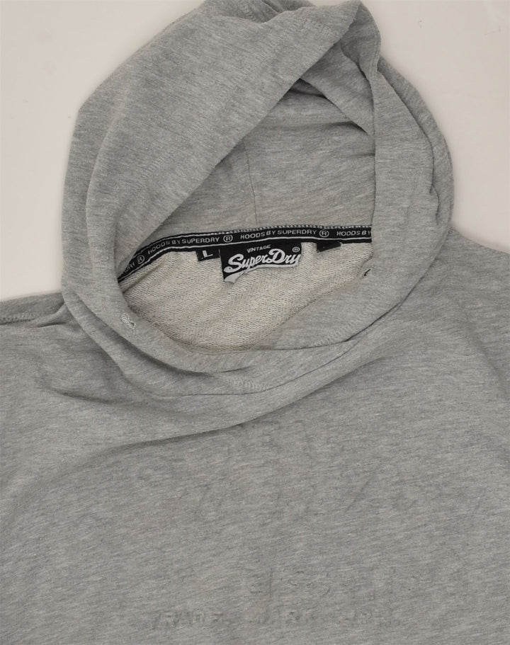 SUPERDRY Womens Hoodie Jumper UK 16 Large Grey Cotton | Vintage Superdry | Thrift | Second-Hand Superdry | Used Clothing | Messina Hembry 