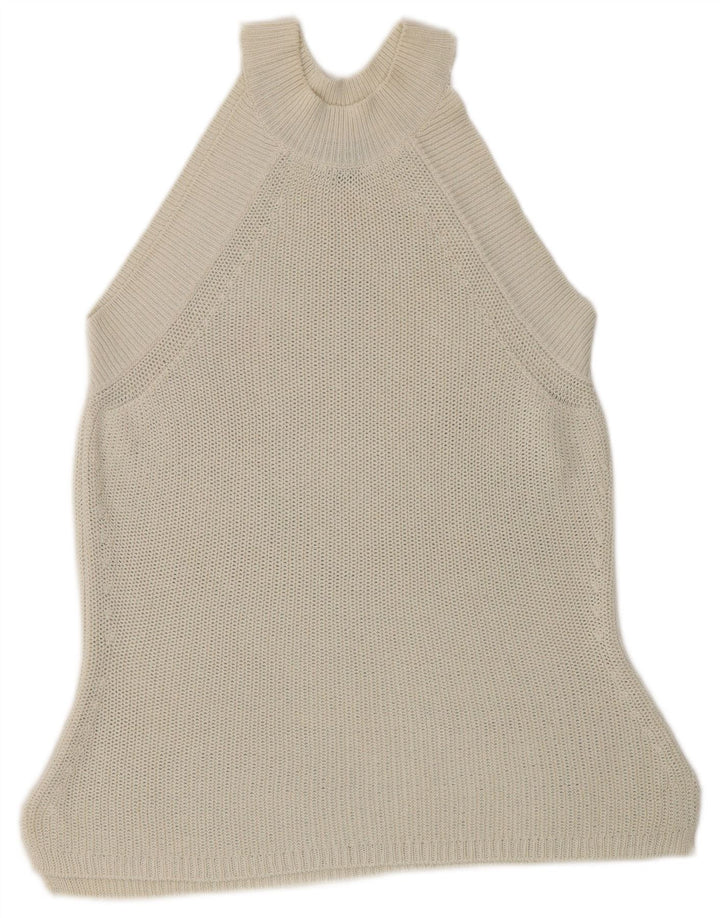 Massimo Dutti Top da donna in maglia all'americana UK 10 piccolo bianco sporco