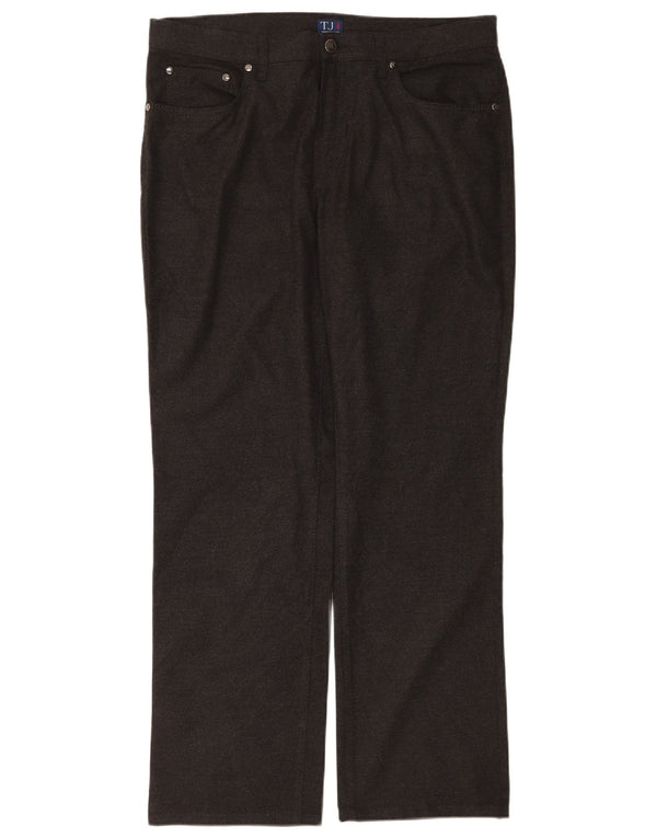 Trussardi Mens Straight Casual Trousers W34 L30 Grey Polyester