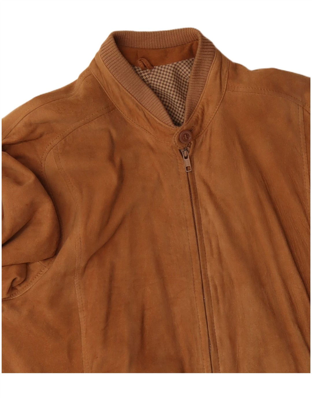Giubbotto bomber in pelle scamosciata vintage da uomo UK 38 Marrone medio