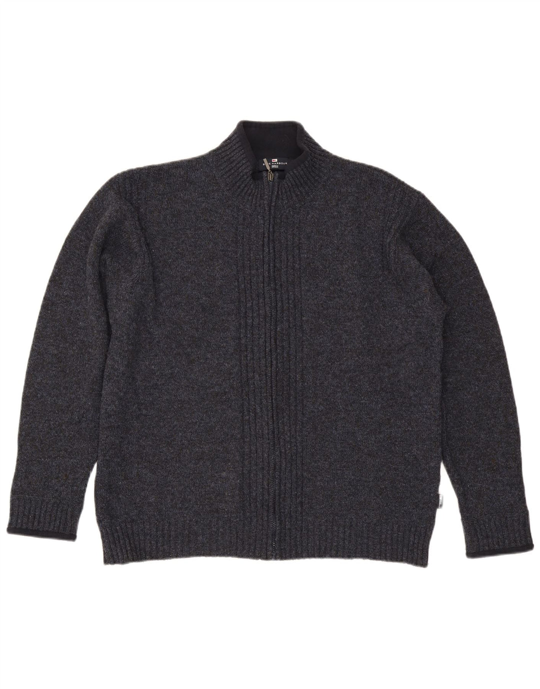 Maglione cardigan blu Harbour da uomo Marks & Spencer grande blu navy screziato
