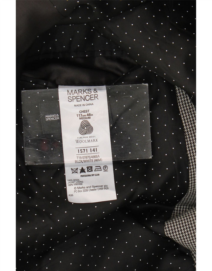 Giacca blazer a 2 bottoni Marks & Spencer da uomo UK 46 3XL lana pied de poule grigia